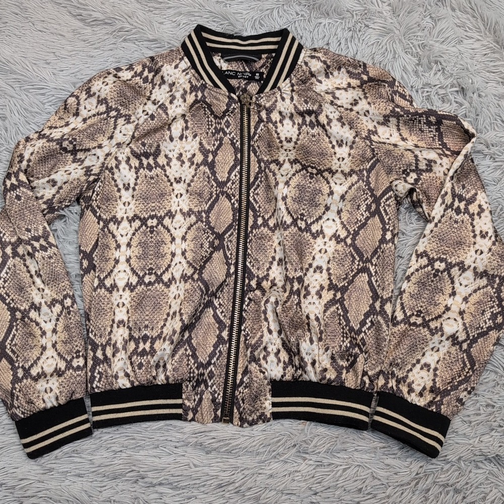 Blanc Noir Jacket Womens XS Snake Print Casual Lightweight Zip Up Casual Comfort